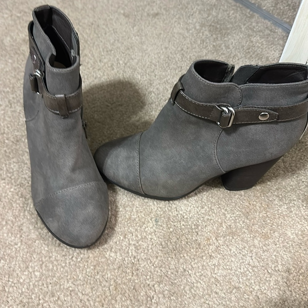 Lauren Conrad gray ankle boots.